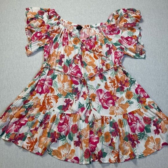 Rachel Zoe Women’s Tropical Floral White Dress Sz L - Picture 2 of 10